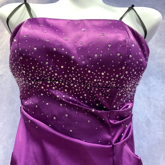 Fitted Satin Mermaid Gown with Embellished Bust, Slit Skirt, and Tie Bustle - Picture 3 of 13